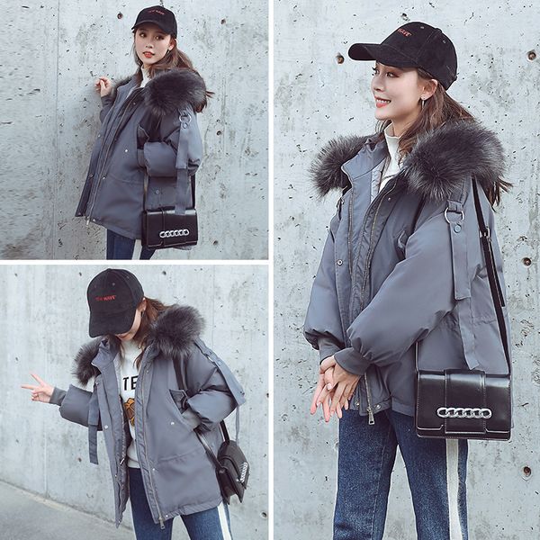 autumn winter new style big wool collar down cotton jacket for women short style cotton jacket short, Black
autumn winter new style big wool collar down cotton jacket for women short style cotton jacket short, Black