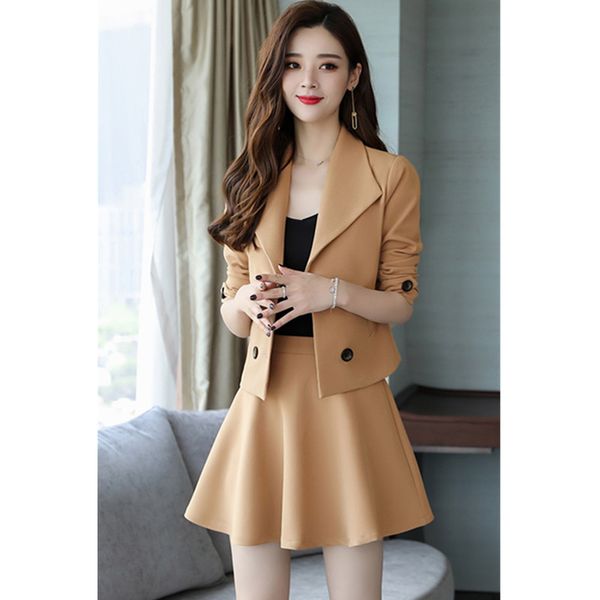 women's suit skirt two-piece suit (jacket + skirt) new women's double-breasted solid color skirt, White;black
women's suit skirt two-piece suit (jacket + skirt) new women's double-breasted solid color skirt, White;black