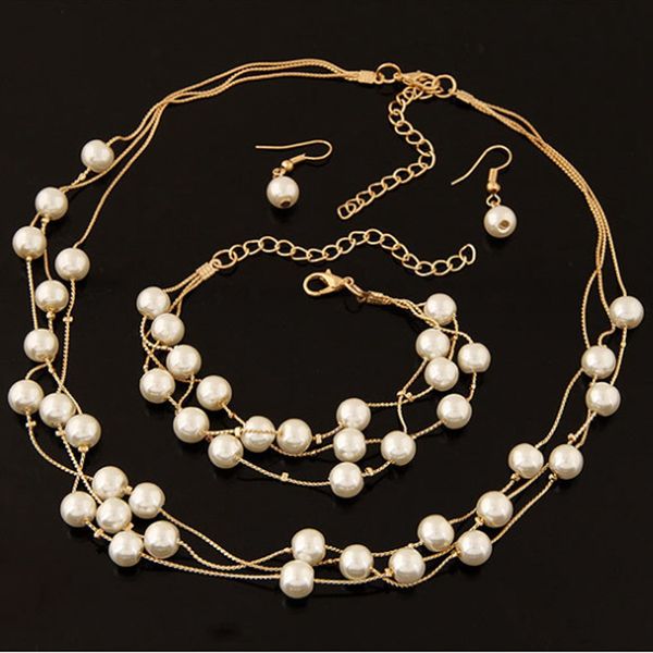 simulated pearl double layer women earrings necklace bracelet sets imitation pearl jewelry set for wedding 2017, Silver
simulated pearl double layer women earrings necklace bracelet sets imitation pearl jewelry set for wedding 2017, Silver