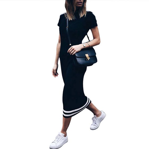 fashion women slim long dress striped short sleeves mid-calf t-shirt dress o neck tight sporting casual ladies pencil 2019, Black;gray
fashion women slim long dress striped short sleeves mid-calf t-shirt dress o neck tight sporting casual ladies pencil 2019, Black;gray