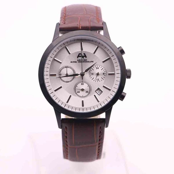 fashion aehibo economic mens watches smooth black bezel quartz chronograph hardlex man watch 43mm white dial brown leather band wristwatches, Slivery;brown
fashion aehibo economic mens watches smooth black bezel quartz chronograph hardlex man watch 43mm white dial brown leather band wristwatches, Slivery;brown