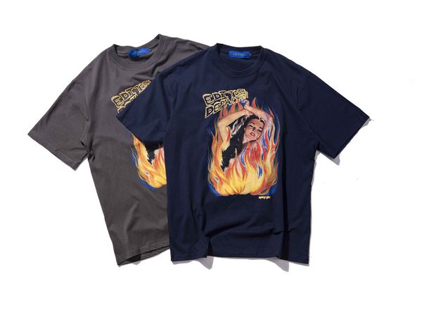 national fashion flame character print t-shirt men's short sleeve european and american high street fashion brand hip hop rock loose st, White;black
national fashion flame character print t-shirt men's short sleeve european and american high street fashion brand hip hop rock loose st, White;black