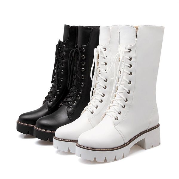 xiniu women's boots warm white boots square heels shoes lace-up casual long fashion booties punk gothic shoes botas #0812, Black
xiniu women's boots warm white boots square heels shoes lace-up casual long fashion booties punk gothic shoes botas #0812, Black