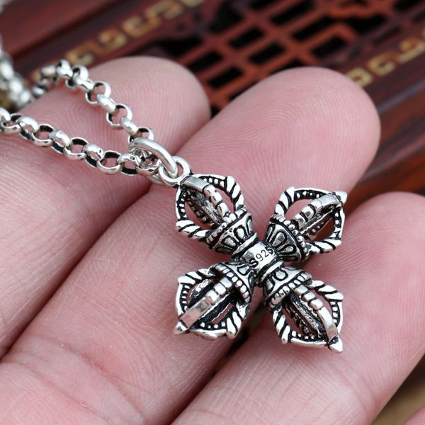 925 sterling silver pendant cross vajra sweater chain pendant for men and women buddha jewelry
925 sterling silver pendant cross vajra sweater chain pendant for men and women buddha jewelry