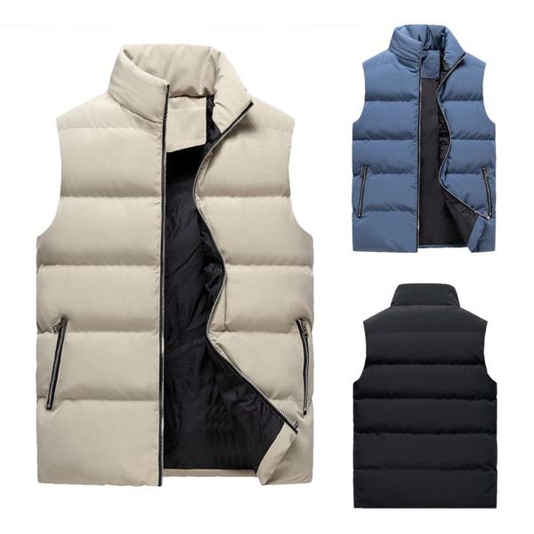 warm thickened men's stand collar solid color cotton jacket sleeveless vest casual large size hat-coat vest sports suit, Black;white
warm thickened men's stand collar solid color cotton jacket sleeveless vest casual large size hat-coat vest sports suit, Black;white
