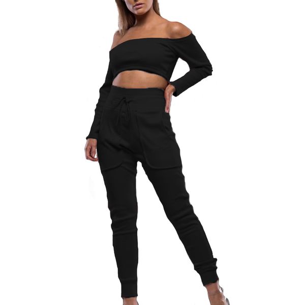 new 2019 autumn women suits solid off-the-shoulder collar short long sleeved shirt + trousers sports leisure suit sale, White
new 2019 autumn women suits solid off-the-shoulder collar short long sleeved shirt + trousers sports leisure suit sale, White