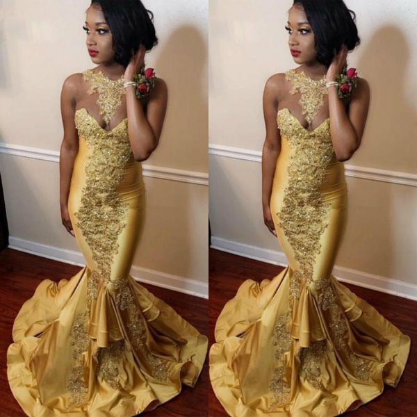 gold mermaid prom dresses 2020 appliqued beads sequins satin evening gowns tiered ruffles sweep train special occasion dress, Black
gold mermaid prom dresses 2020 appliqued beads sequins satin evening gowns tiered ruffles sweep train special occasion dress, Black