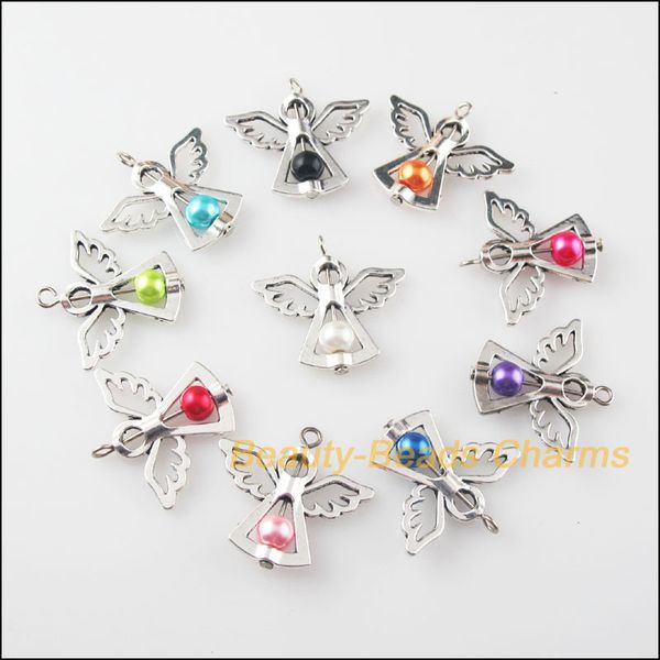 10pcs mixed dancing glass angel wings charms pendants 29x37mm, Silver 
10pcs mixed dancing glass angel wings charms pendants 29x37mm, Silver