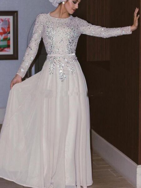 Sparkly Long Sleeves Muslim Evening Dresses 2019 Sequins Crystal Chiffon Floor Length Silver White Prom Dresses Arabic Abaya Party Dresses
Sparkly Long Sleeves Muslim Evening Dresses 2019 Sequins Crystal Chiffon Floor Length Silver White Prom Dresses Arabic Abaya Party Dresses