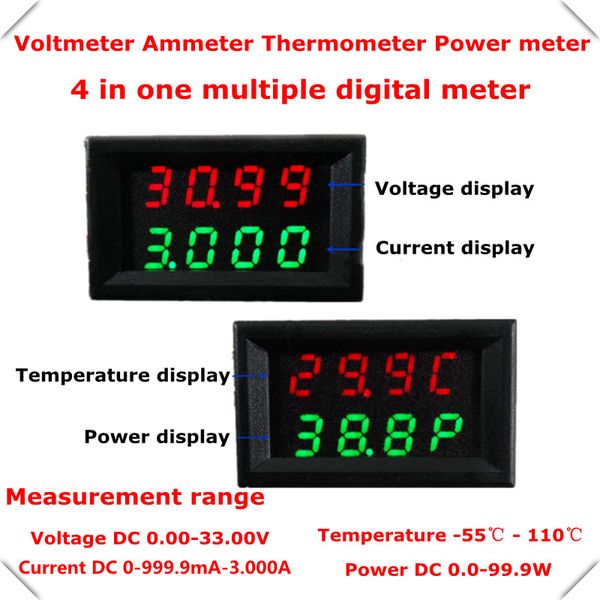 rd dual 4in1 digital thermometer 18b20 power meter ammeter voltmeter voltage temperature 4 bit dc 0-33.0v/3a 4 pcs/lot
rd dual 4in1 digital thermometer 18b20 power meter ammeter voltmeter voltage temperature 4 bit dc 0-33.0v/3a 4 pcs/lot