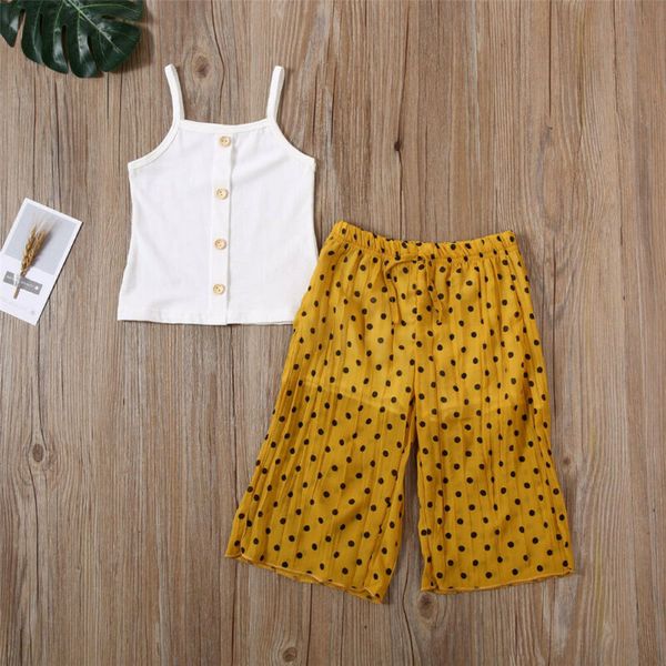 summer kids baby girls clothes sleeveless vest white wide chiffon yellow pants holiday outfit set
summer kids baby girls clothes sleeveless vest white wide chiffon yellow pants holiday outfit set