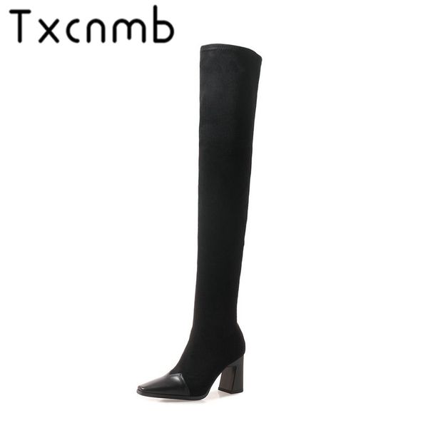 txcnmb elastic microfiber boots women over the knee cow leather women shoes woman leggy long booties round toe high heel, Black
txcnmb elastic microfiber boots women over the knee cow leather women shoes woman leggy long booties round toe high heel, Black