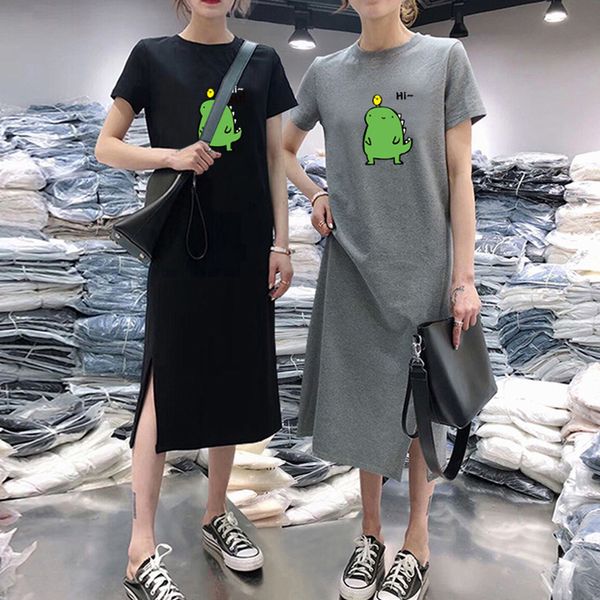e-baihui 2021 short-sleeved t-shirt dress, net red and ocean split long skirt, one piece dress tee loose ins tide over the knee dress ln21, Black;gray
e-baihui 2021 short-sleeved t-shirt dress, net red and ocean split long skirt, one piece dress tee loose ins tide over the knee dress ln21, Black;gray