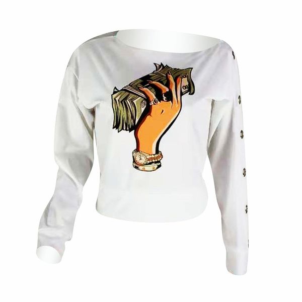 womens autumn designer dollar print tshirts sloping shoulder long sleeve fashion style female clothing casual apparel, White
womens autumn designer dollar print tshirts sloping shoulder long sleeve fashion style female clothing casual apparel, White