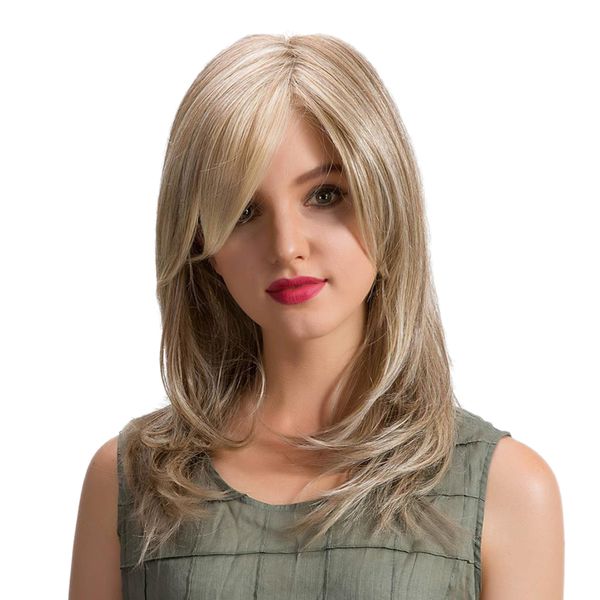 18 inches women medium straight synthetic hair wigs lace front light blonde, Black
18 inches women medium straight synthetic hair wigs lace front light blonde, Black