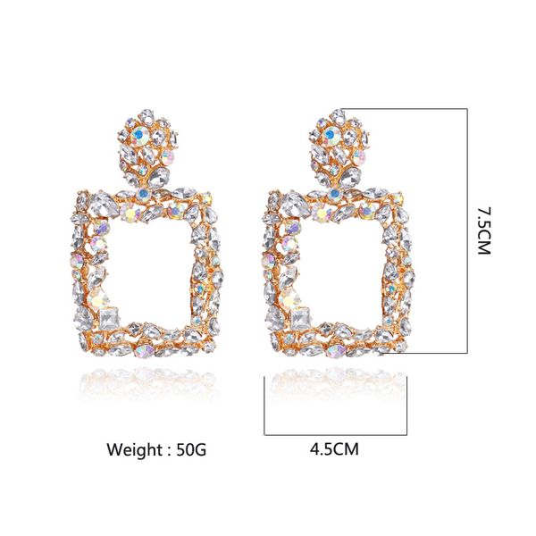 street p europeans and americans exaggerated geometric earrings big brand womens new retro colored crystal block earrings, Golden;silver
street p europeans and americans exaggerated geometric earrings big brand womens new retro colored crystal block earrings, Golden;silver