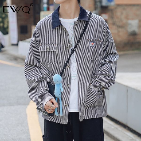 ewq / 2019 new fashion autumn striped casual cowboy turn-down collar jacket men long sleeve loose korean version coat tide 9a055, Black;brown
ewq / 2019 new fashion autumn striped casual cowboy turn-down collar jacket men long sleeve loose korean version coat tide 9a055, Black;brown