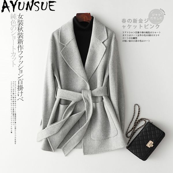 women's wool & blends ayunsue coat women long jacket cashmere elegant ladies coats jackets woolen overcoat korean abrigo mujer m012 kj2, Black
women's wool & blends ayunsue coat women long jacket cashmere elegant ladies coats jackets woolen overcoat korean abrigo mujer m012 kj2, Black
