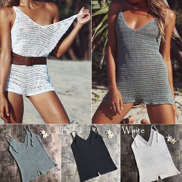 2019 Women Summer Sexy Sleeveless V-Neck Solid Crochet Beachwear Cover up Beach Playsuits Bodysuits
2019 Women Summer Sexy Sleeveless V-Neck Solid Crochet Beachwear Cover up Beach Playsuits Bodysuits