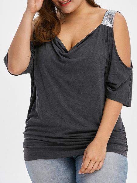 wipalo women plus size cold shoulder sequined trim t-shirts short sleeves female casual summer shirts cut out fashion tees, White
wipalo women plus size cold shoulder sequined trim t-shirts short sleeves female casual summer shirts cut out fashion tees, White