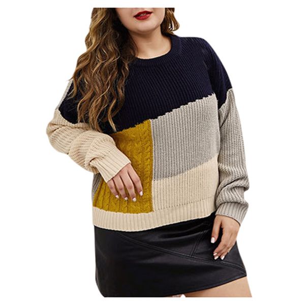 winter new ladies round neck stitching large size fashion knit sweater blouse loose casual woven colorful pullover l1115, White;black
winter new ladies round neck stitching large size fashion knit sweater blouse loose casual woven colorful pullover l1115, White;black