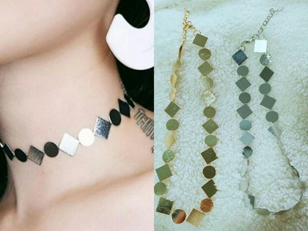 square and round combination simple necklace, collarbone chain, short choker collar, female neck ornament, neck band, Golden;silver
square and round combination simple necklace, collarbone chain, short choker collar, female neck ornament, neck band, Golden;silver
