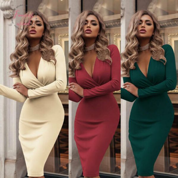 women summer long sleeve v neck bandage bodycon evening party dress high waist solid pencil dresses, Black;gray
women summer long sleeve v neck bandage bodycon evening party dress high waist solid pencil dresses, Black;gray