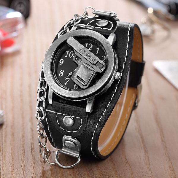 luxury o.t.sea brand gun skull leather watches luxury men women punk sports quartz wrist watch orologio uomo 1831-7, Slivery;brown
luxury o.t.sea brand gun skull leather watches luxury men women punk sports quartz wrist watch orologio uomo 1831-7, Slivery;brown