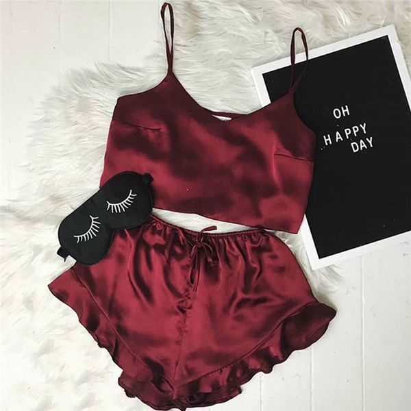 women lingerie sleepwear wine red satin silk babydoll nightwear pajamas set strap +shorts nightgowns, Blue;gray
women lingerie sleepwear wine red satin silk babydoll nightwear pajamas set strap +shorts nightgowns, Blue;gray