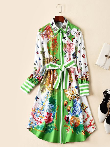 2019 spring and summer new women's european and american models commuter printing shirt fashion dress, Black;gray
2019 spring and summer new women's european and american models commuter printing shirt fashion dress, Black;gray