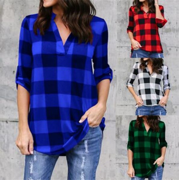 plus size 5xl stand neck long sleeve grid women blouse plaid shirts vintage women and blouses loose lattice blusa feminina, White 
plus size 5xl stand neck long sleeve grid women blouse plaid shirts vintage women and blouses loose lattice blusa feminina, White