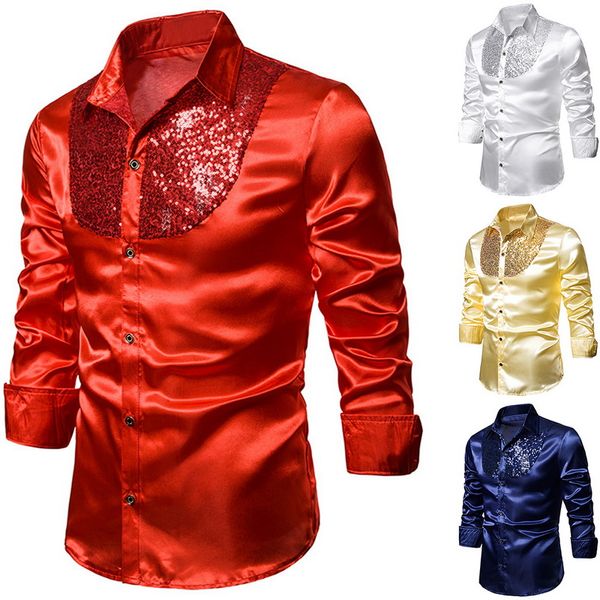 mens luxury sequin dress shirts long sleeve silk satin shin disco party shirt men stage dance men wedding stag prom costume, White;black
mens luxury sequin dress shirts long sleeve silk satin shin disco party shirt men stage dance men wedding stag prom costume, White;black