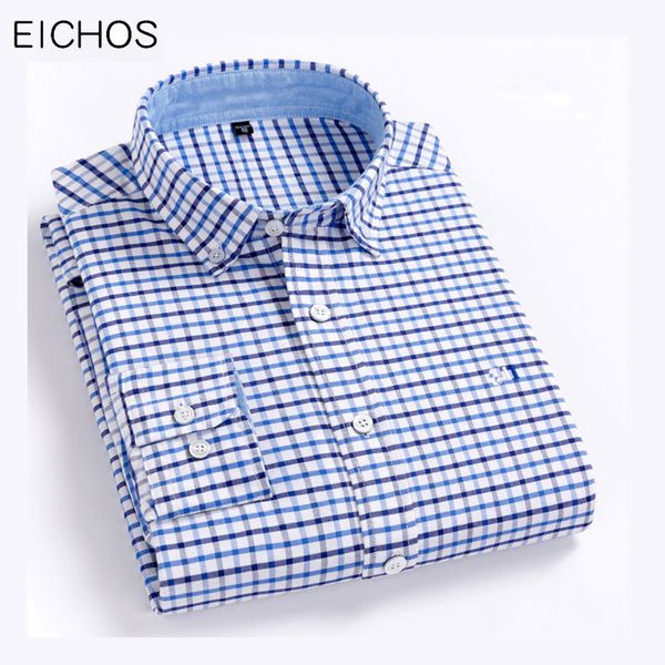 men plaid long sleeve shirt oxford fabric 100% cotton button-down business casual male social dress shirts, White;black
men plaid long sleeve shirt oxford fabric 100% cotton button-down business casual male social dress shirts, White;black
