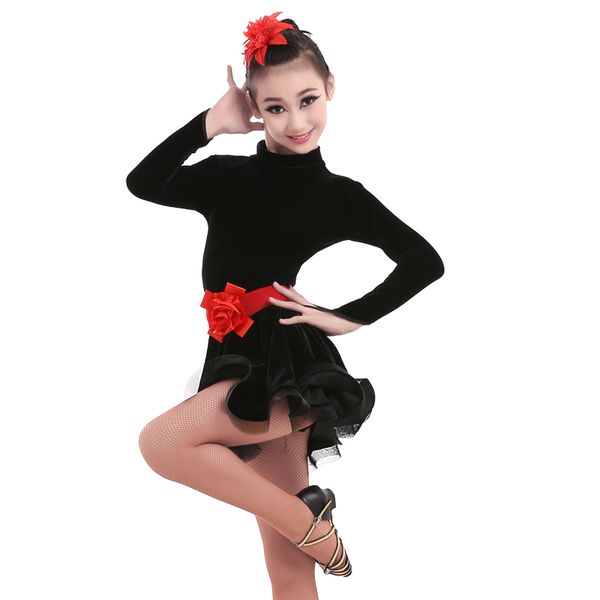 children latin dance dress girls autumn winter black dress women long sleeve ballroom performance latin, Black;red
children latin dance dress girls autumn winter black dress women long sleeve ballroom performance latin, Black;red