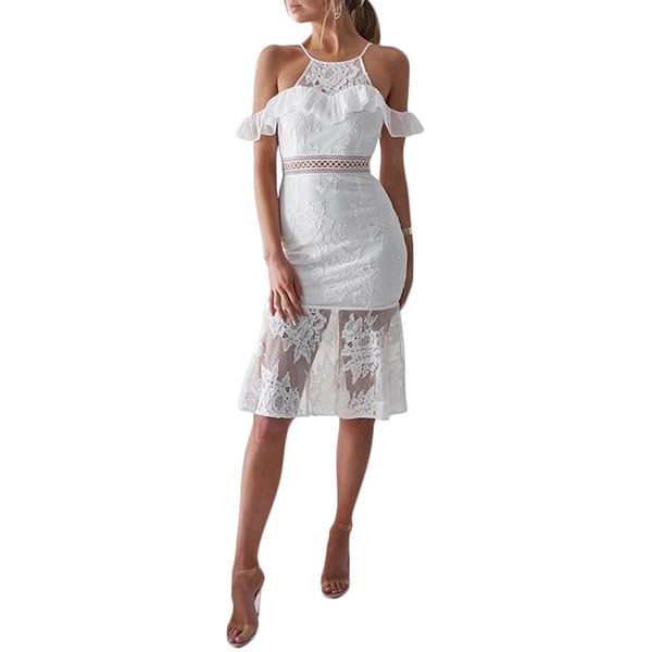 women off the shoulder lace dress ruffles hollow out high waist summer beach dress ladies slim party casual mermaid, Black;gray
women off the shoulder lace dress ruffles hollow out high waist summer beach dress ladies slim party casual mermaid, Black;gray