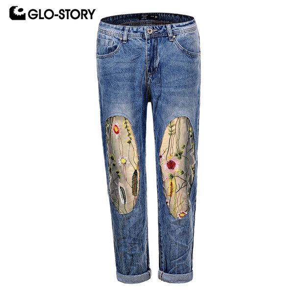 glo-story women's soft cotton straight jeans woman floral embroiedered patchwork boyfriend denim pants wnk-5871, Blue
glo-story women's soft cotton straight jeans woman floral embroiedered patchwork boyfriend denim pants wnk-5871, Blue