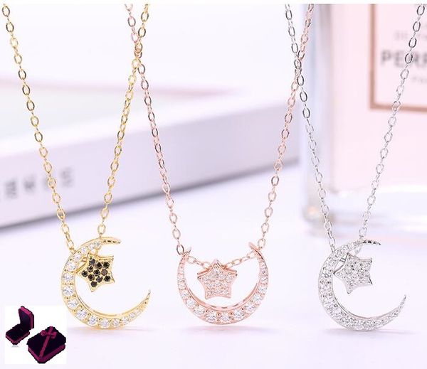 925 sterling silver necklace rose gold silver star moon necklace with gift box for lady jewelry for women
925 sterling silver necklace rose gold silver star moon necklace with gift box for lady jewelry for women