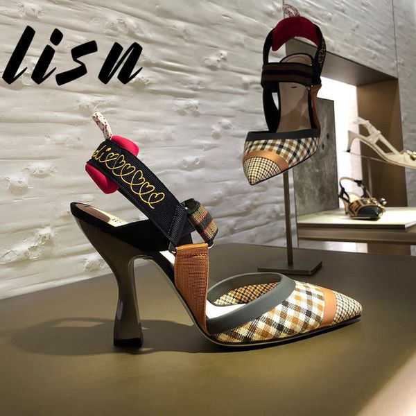lisn new plaid pointed toe women summer spring pumps elastic band high heel pumps shoes women, Black
lisn new plaid pointed toe women summer spring pumps elastic band high heel pumps shoes women, Black