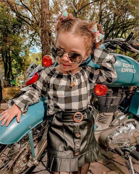 лето осень костюма kids ребенок ребёнок 2pcs с длинным рукавом плед футболки топы мини pu юбки платья наряды одежды установить 3-7t женский, White
лето осень костюма kids ребенок ребёнок 2pcs с длинным рукавом плед футболки топы мини pu юбки платья наряды одежды установить 3-7t женский, White