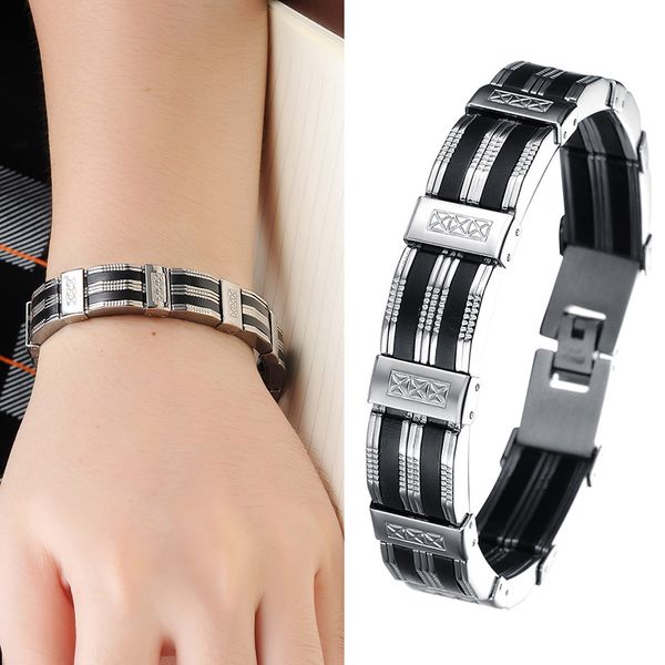 personality men bracelet stainless steel silicone bracelets man jewelry accessories xrq88, Golden;silver
personality men bracelet stainless steel silicone bracelets man jewelry accessories xrq88, Golden;silver