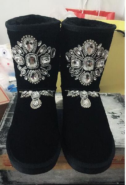 2019 new diy women winter female tube snow boots thick rhinestone gemstone non-slip cotton shoes, Black
2019 new diy women winter female tube snow boots thick rhinestone gemstone non-slip cotton shoes, Black