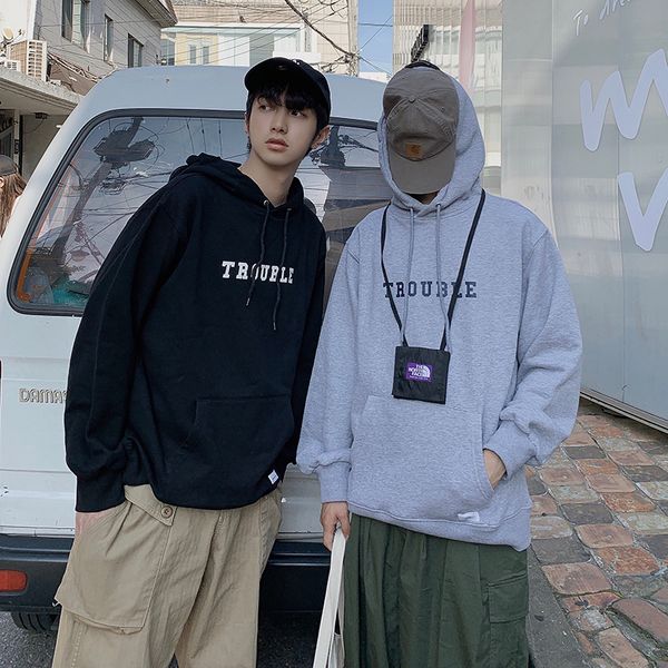 2019 autumn new korean version loose japanese terry letter hooded trend wild pure color casual pullover, Black
2019 autumn new korean version loose japanese terry letter hooded trend wild pure color casual pullover, Black