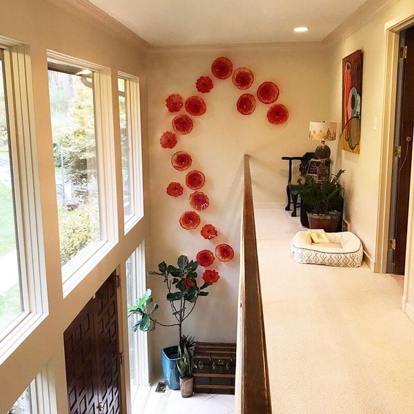 blown glass wall art custom made plates hanging art creative glass wall plates