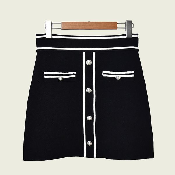2019 fall winter black classic contrast color knitted panelled buttons short mini women fashion skirt skirts ag1023061m
2019 fall winter black classic contrast color knitted panelled buttons short mini women fashion skirt skirts ag1023061m