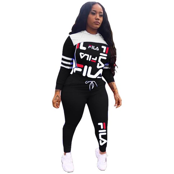 women two piece outfits brand tracksuit fil letters long sleeve t shirts hooded hoodie pants tights casual sports suit clothing set c122007, White
women two piece outfits brand tracksuit fil letters long sleeve t shirts hooded hoodie pants tights casual sports suit clothing set c122007, White