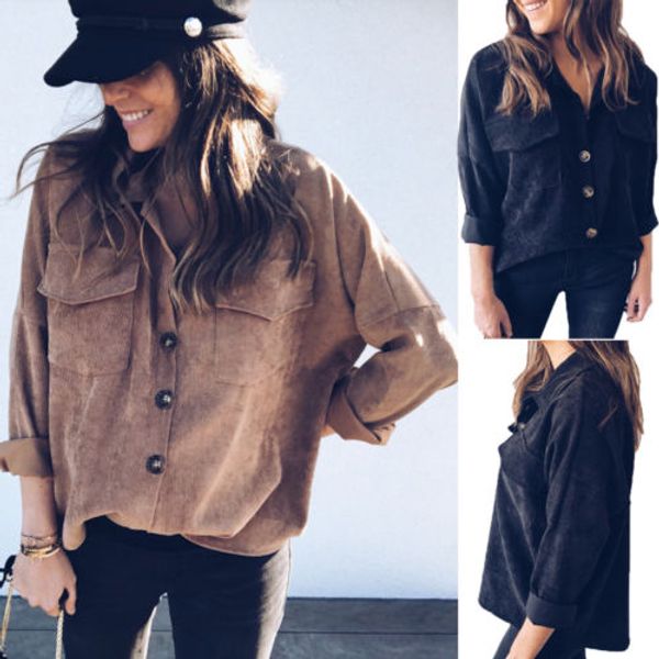 2019 fashion womens shirts corduroy blouse lady casual long sleeve blouse spring autumn loose t shirt brown&brown, White
2019 fashion womens shirts corduroy blouse lady casual long sleeve blouse spring autumn loose t shirt brown&brown, White