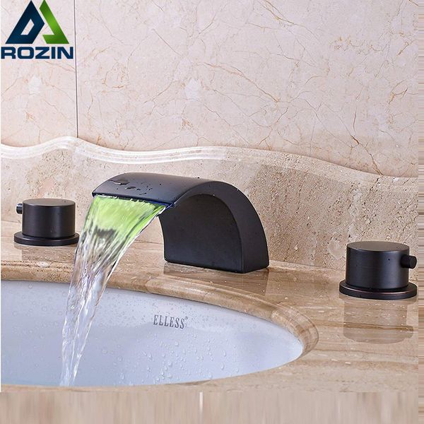 black bronze basin faucet widespread led light bathroom waterfall spout cold water tap dual handle basin mixer tap
black bronze basin faucet widespread led light bathroom waterfall spout cold water tap dual handle basin mixer tap