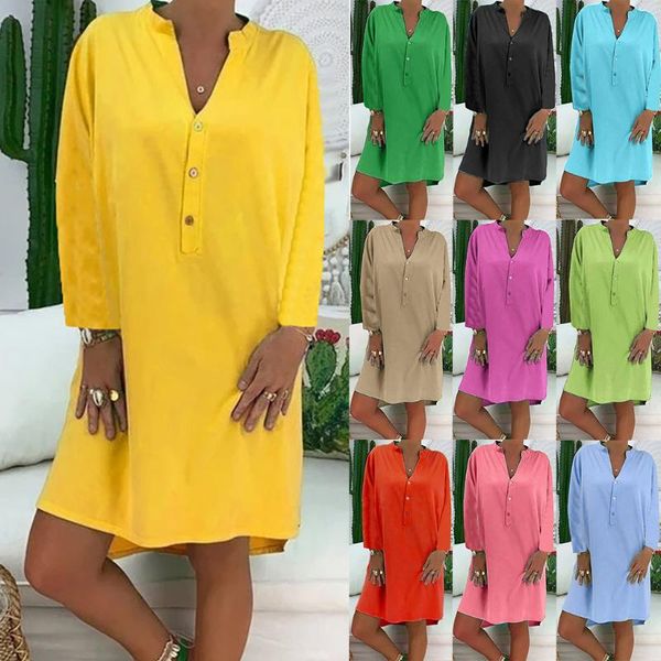 fashion women summer long sleeve dress casual solid color plus size loose cotton linen knee length dress vestire jurk, Black;gray
fashion women summer long sleeve dress casual solid color plus size loose cotton linen knee length dress vestire jurk, Black;gray