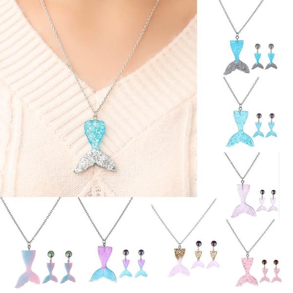 women fashion fish tail shape pendant necklaces casual necklace and earring two-pieces stud link chain set, Silver
women fashion fish tail shape pendant necklaces casual necklace and earring two-pieces stud link chain set, Silver