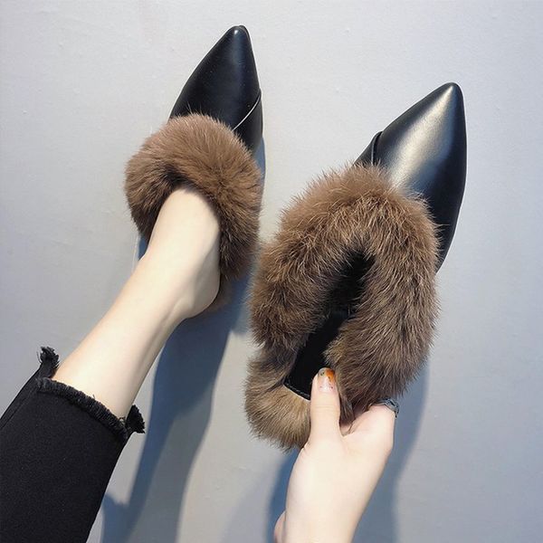 new women warm slippers woman fashion pu pointed toe ladies fluffy plush woman elegant outside soft bottom female shoes, Black
new women warm slippers woman fashion pu pointed toe ladies fluffy plush woman elegant outside soft bottom female shoes, Black